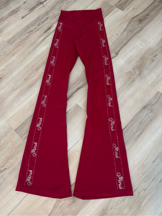 PINK Victoria's Secret Pants - Red Embellished Victoria Secret Rhinestone Fared Leggings